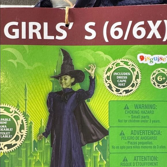Wicked Musical Elphaba Green Witch Girls Costume Halloween Size S 6/6X NEW - Picture 2 of 7